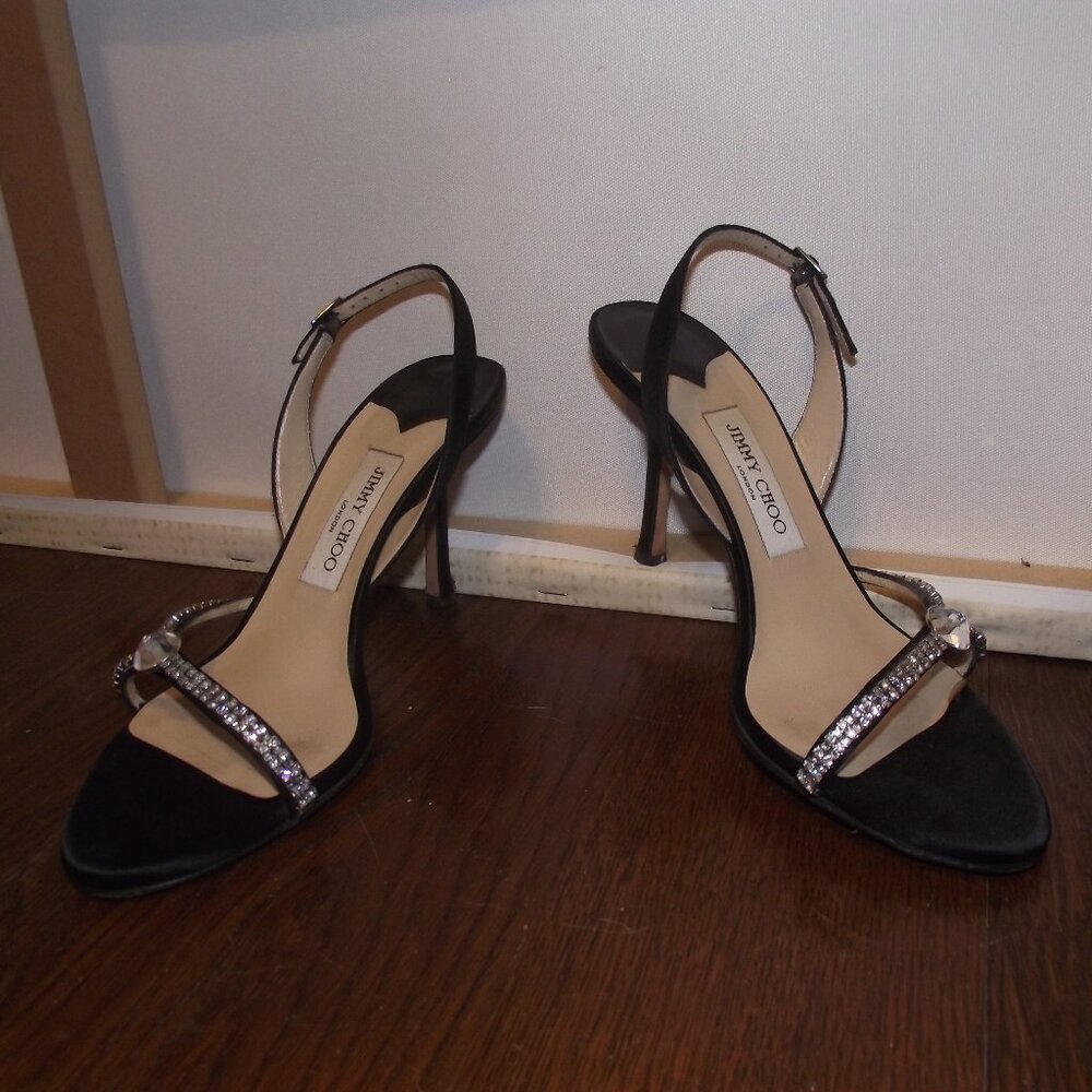 Jimmy Choo black & rhinestone sandal